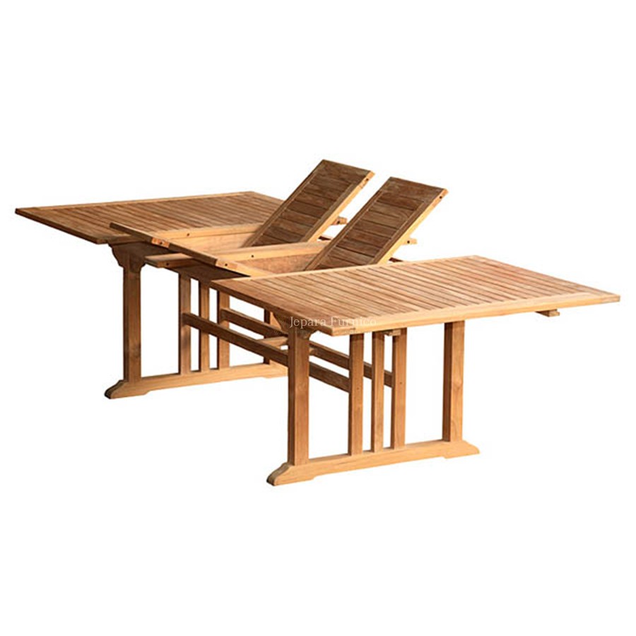 Rectangular Table Double Column Teak Double Extending Table Rectangular Deluxe | Jepara Furniture